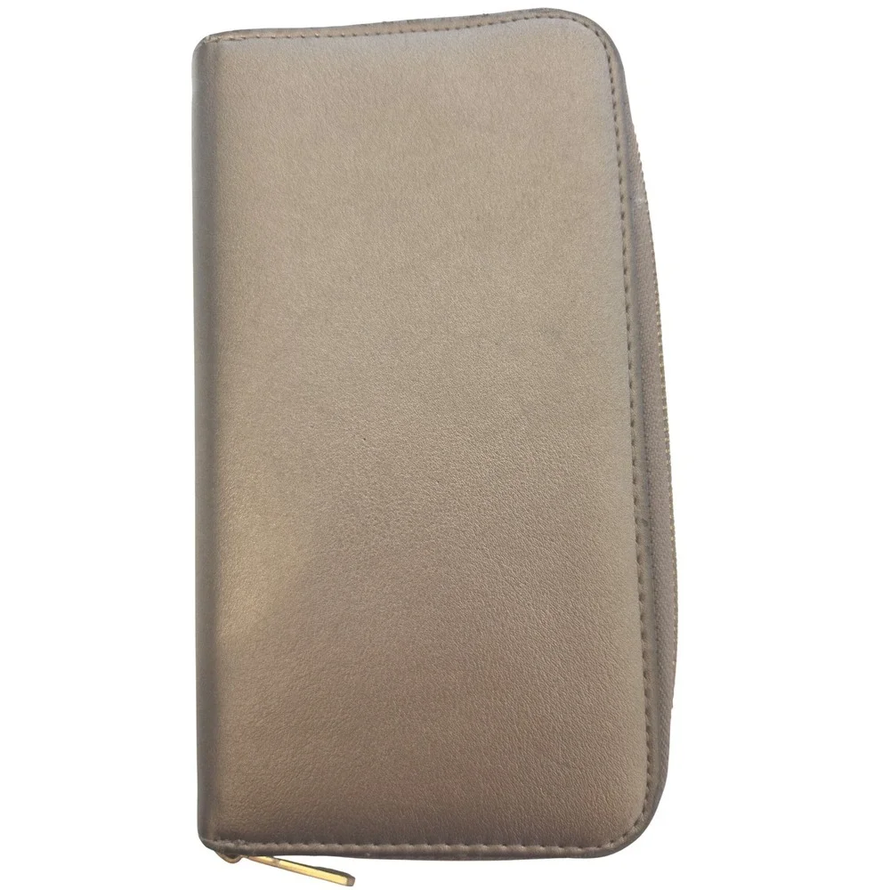 Adrienne Vittadini Studio Metallic Bronze Zip Around Long Wallet Organizer
